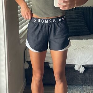 Under Armour Women's Black and White Athletic Shorts